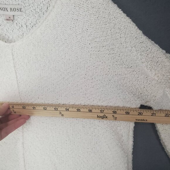 KNOX ROSE Womens Sweater SZ M Slouchy V-Neck‎ Pullover Long Sleeves Knit White - Picture 4 of 7